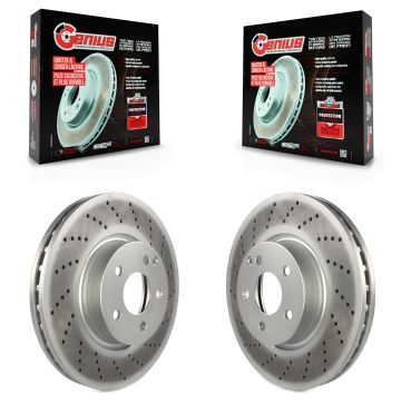Front Coated Disc Brake Rotors Pair For Mercedes-Benz C300 E350 C350 E400 E250 SLC300 KG-100321