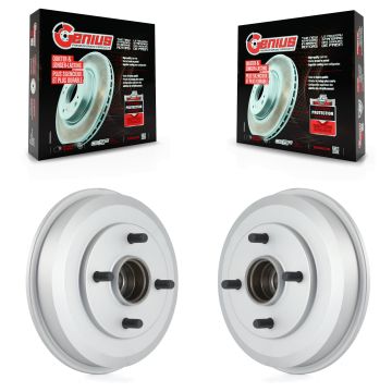 Rear Coated Brake Drums Pair For 2000-2008 Ford Focus Wheel Bearing Included KG-101402