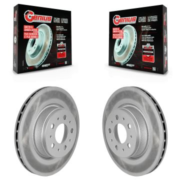 Front Coated Disc Brake Rotors Pair For 2017-2022 Tesla 3 With Gray Painted Calipers KG-101721