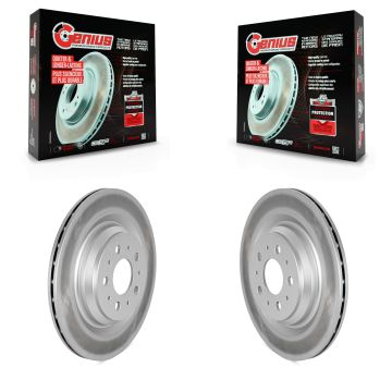 Rear Coated Disc Brake Rotors Pair For 2017-2022 Tesla 3 With Gray Painted Calipers KG-101730