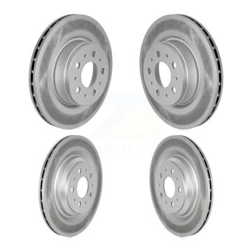 Front Rear Coated Disc Brake Rotors Kit For 2017-2022 Tesla 3 With Gray Painted Calipers KG-101802