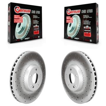 Front Coated Disc Brake Rotors Pair For Mercedes-Benz GLC300 C300 C400 C350e KG-102049