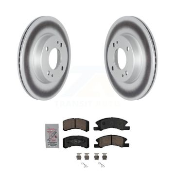Front Coated Disc Brake Rotors And Ceramic Pads Kit For 2017-2024 Mitsubishi Mirage G4 KGA-100183