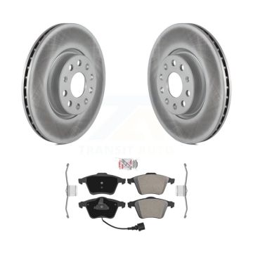 Front Coated Disc Brake Rotors & Semi-Metallic Pad Kit For 2008-2009 Audi TT Quattro 3.2L KGA-100232