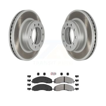 Front Coated Disc Brake Rotor Semi-Metallic Pad Kit For Ford F-450 Super Duty F-550 F-600 KGA-100269
