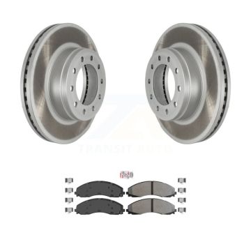 Front Coated Disc Brake Rotor Semi-Metallic Pad Kit For Ford F-450 Super Duty F-550 F-600 KGA-100270