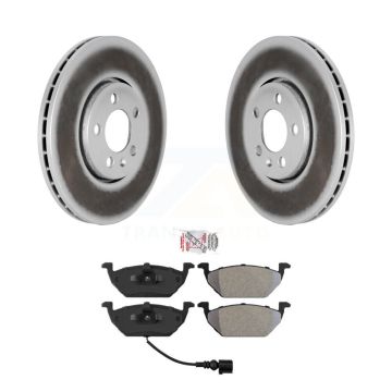 Front Coated Disc Brake Rotors & Semi-Metallic Pad Kit For 2000-2001 Volkswagen Golf 2.0L KGA-100390