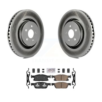 Front Coat Brake Rotor Ceramic Pad Kit For 19-23 Lincoln Nautilus With Vented Rear Rotors KGA-100541