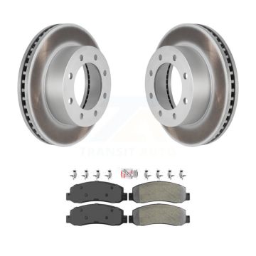 Front Coated Disc Brake Rotors And Semi-Metallic Pads Kit For Ford F-250 Super Duty F-350 KGA-100564