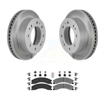 Front Coated Brake Rotor Semi-Metallic Pad Kit For GMC Chevrolet Sierra 2500 HD Silverado KGA-100683