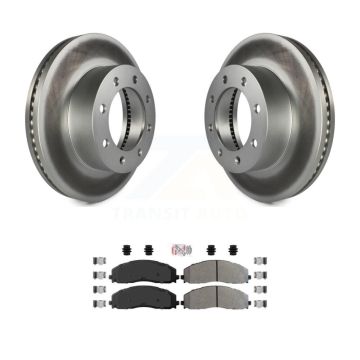 Front Coated Disc Brake Rotor Semi-Metallic Pad Kit For Ford F-350 Super Duty F-250 F-450 KGA-100708