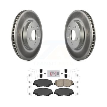 Front Coated Brake Rotor Ceramic Pad Kit For 2015 Honda Civic EX with Manual transmission KGA-100778