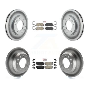 Front Ceramic Rear Semi-Metallic Pad Coat Disc Brake Rotors Kit For Hyundai Entourage Kia KGA-101112
