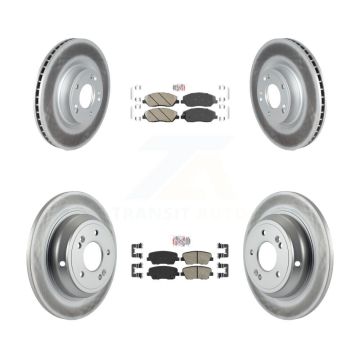 Front Rear Ceramic Pads And Coated Disc Brake Rotors Kit For Hyundai Genesis 3.8L KGA-101114
