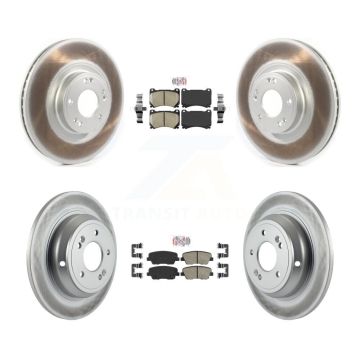 Front Rear Ceramic Pads And Coated Disc Brake Rotors Kit For Hyundai Genesis 4.6L KGA-101115