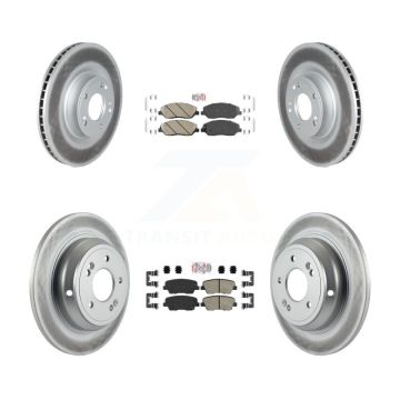 Front Rear Ceramic Pads And Coated Disc Brake Rotors Kit For Hyundai Genesis 3.8L KGA-101117