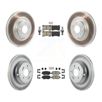 Front Rear Ceramic Pads And Coated Disc Brake Rotors Kit For Hyundai Genesis 4.6L KGA-101118