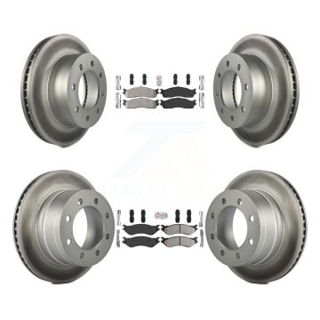 Front Rear Semi-Metallic Pad And Coated Disc Brake Rotor Kit For Dodge Ram 1500 3500 2500 KGA-101165
