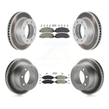 Front Rear Semi-Metallic Pad Coated Disc Brake Rotors Kit For Ford F-350 Super Duty F-250 KGA-101304
