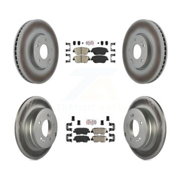 Front Rear Ceramic Pads And Coated Disc Brake Rotors Kit For Hyundai Sonata Kia Optima KGA-101414