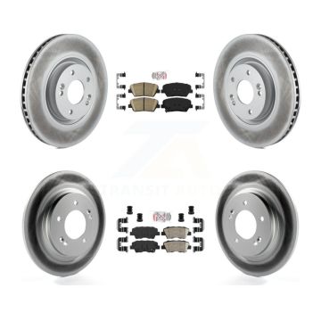 Front Rear Ceramic Pad & Coated Disc Brake Rotors Kit For 2016-2017 Hyundai Azera Limited KGA-101424