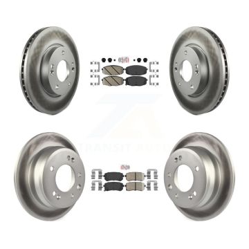 Front Rear Ceramic Pads And Coated Disc Brake Rotors Kit For Hyundai Elantra KGA-101427