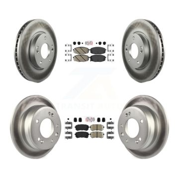 Front Rear Ceramic Pads And Coated Disc Brake Rotors Kit For Hyundai Elantra KGA-101431