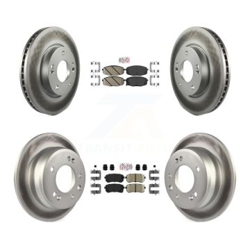 Front Rear Ceramic Pads And Coated Disc Brake Rotors Kit For Hyundai Elantra KGA-101432