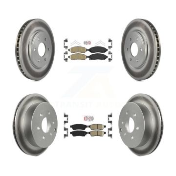 Front Rear Ceramic Pad & Coated Brake Rotor Kit For Nissan Frontier Xterra Suzuki Equator KGA-101497
