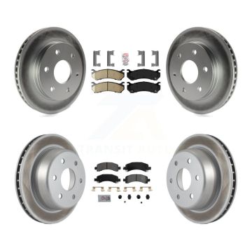 Front Ceramic Rear Semi-Metallic Pad Coat Brake Rotor Kit For Chevrolet Avalanche 1500 XL KGA-101514