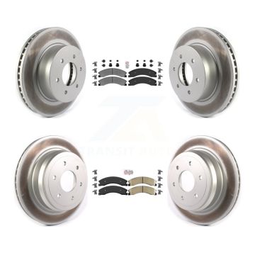 Front Semi-Metallic Rear Ceramic Pad Coated Brake Rotor Kit For 2016-2024 Nissan TITAN XD KGA-101540
