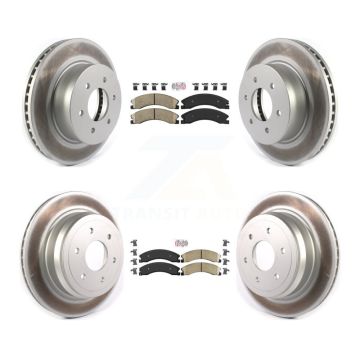 Front Rear Ceramic Pads And Coated Disc Brake Rotors Kit For 2016-2024 Nissan TITAN XD KGA-101541
