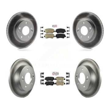 Front Rear Ceramic Pad & Coated Brake Rotor Kit For Hyundai Elantra GT Kia Forte Veloster KGA-101544