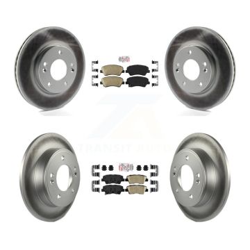 Front Rear Ceramic Pad & Coated Brake Rotor Kit For Hyundai Elantra GT Kia Forte Veloster KGA-101545