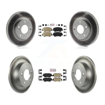 Front Rear Ceramic Pad & Coated Brake Rotor Kit For Hyundai Elantra GT Kia Forte Veloster KGA-101546