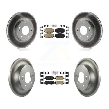 Front Rear Ceramic Pad & Coated Brake Rotor Kit For Hyundai Elantra GT Kia Forte Veloster KGA-101547