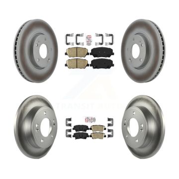Front Rear Ceramic Pad Coated Brake Rotor Kit For 2013-2015 Hyundai Veloster Turbocharged KGA-101549