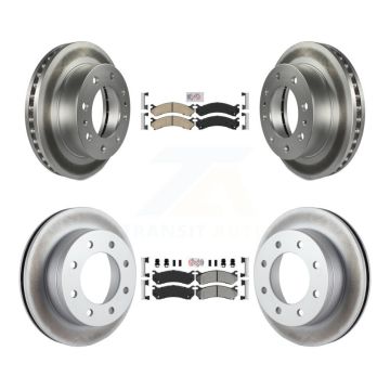 Front Ceramic Rear Semi-Metallic Pad Coated Brake Rotor Kit For Chevrolet GMC Sierra 2500 KGA-101584