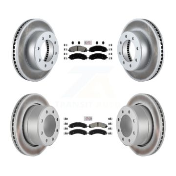 Front Rear Semi-Metallic Pad Coat Disc Brake Rotor Kit For Ram 3500 With Dual Wheels KGA-101629