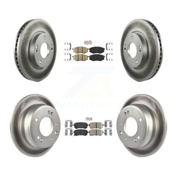 Front Rear Ceramic Pad & Coated Disc Brake Rotors Kit For Hyundai Tucson Kia Sportage FWD KGA-101631