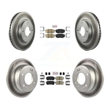 Front Rear Ceramic Pad & Coated Disc Brake Rotors Kit For Hyundai Tucson Kia Sportage FWD KGA-101633
