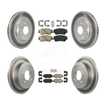 Front Rear Ceramic Pads And Coated Disc Brake Rotors Kit For Hyundai Tucson Kia Sportage KGA-101647