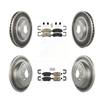 Front Rear Ceramic Pads And Coated Disc Brake Rotors Kit For 2006-2014 Honda Ridgeline KGA-101658