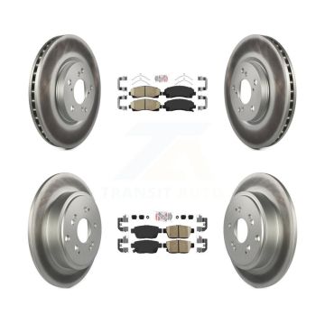 Front Rear Ceramic Pads And Coated Disc Brake Rotors Kit For 2006-2014 Honda Ridgeline KGA-101661