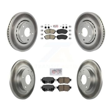 Front Rear Ceramic Pad & Coated Brake Rotor Kit For 2019-2021 Mazda 6 Naturally Aspirated KGA-101691
