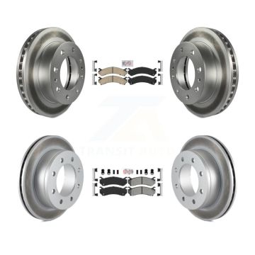 Front Ceramic Rear Semi-Metallic Pad Coated Brake Rotor Kit For Chevrolet GMC Sierra 2500 KGA-101724
