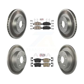 Front Rear Ceramic Pad & Coated Disc Brake Rotor Kit For 2016 Honda Accord LX-S with 2.4L KGA-101755