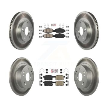 Front Rear Ceramic Pad & Coated Disc Brake Rotor Kit For 2016 Honda Accord LX-S with 2.4L KGA-101760