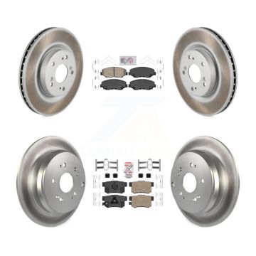 Front Rear Ceramic Pads And Coated Disc Brake Rotors Kit For 2012-2016 Honda CR-V FWD KGA-101777