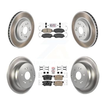 Front Rear Ceramic Pads And Coated Disc Brake Rotors Kit For 2012-2016 Honda CR-V FWD KGA-101778